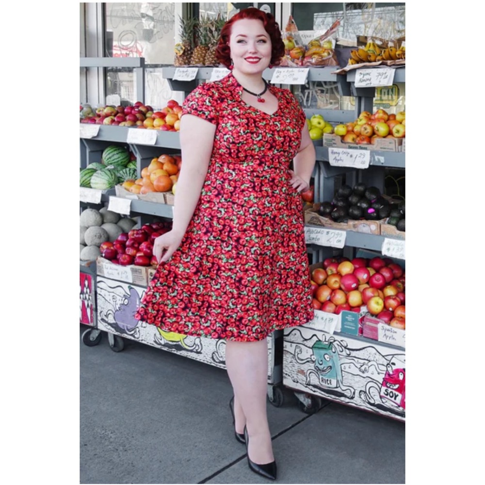 Cherry Velvet brand Jacqueline - Fresh Picked - Apple Dress 3X